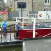 passing through an opened swing-bridge